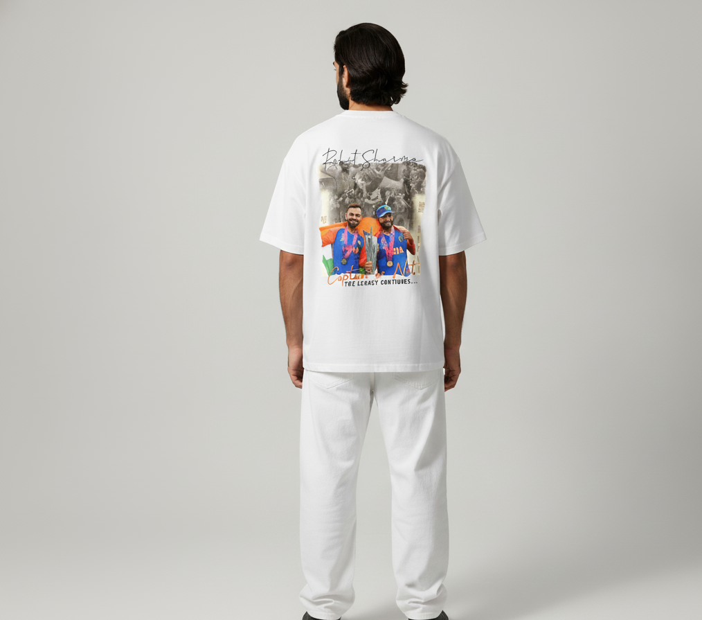 🏏 “Rohit ‘The Hitman’ Sharma – Legacy Continues” Oversized White T-Shirt