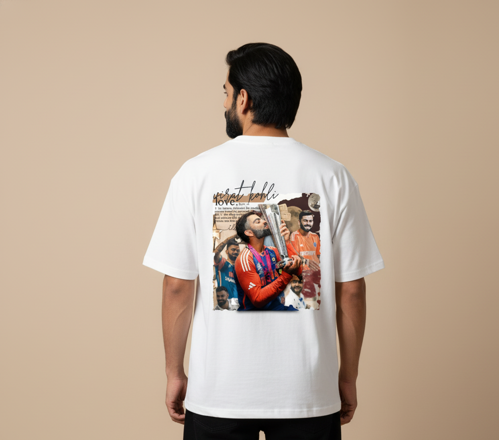 Virat Kohli Victory Tribute Oversized Standard T-Shirt– Limited Edition(Q) White