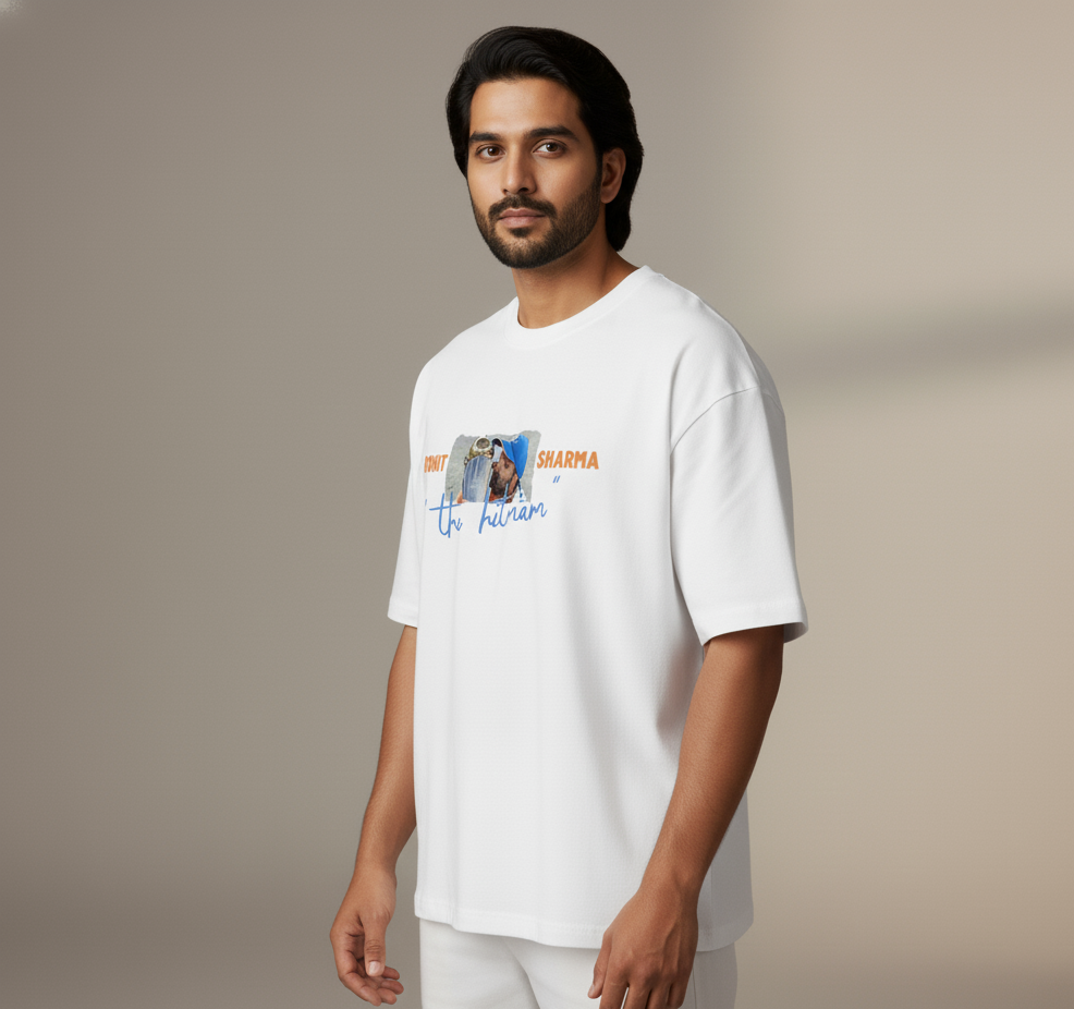 🏏 “Rohit ‘The Hitman’ Sharma – Legacy Continues” Oversized White T-Shirt