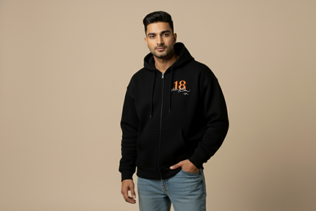 Virat 18 Signature Zip Hoodie — Premium Heavyweight Streetwear