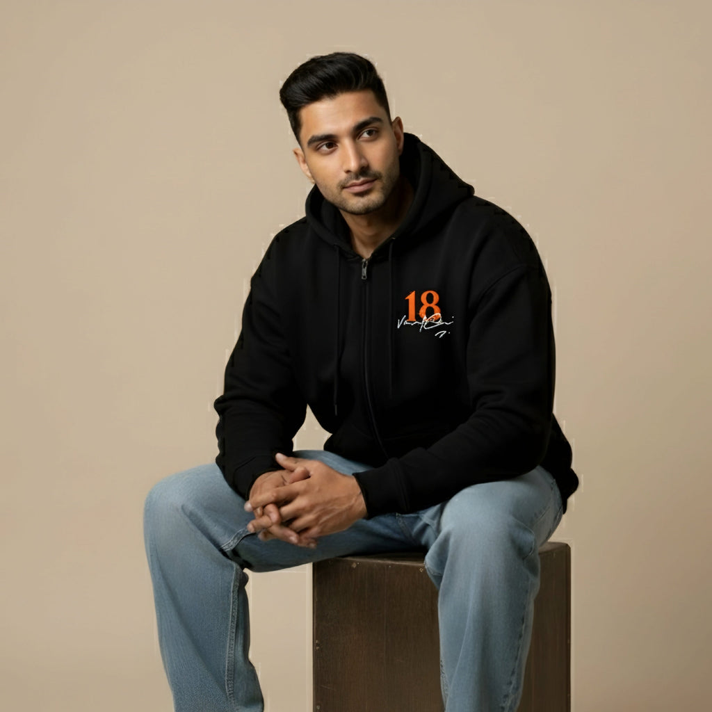 Virat 18 Signature Zip Hoodie(Q) — Premium Heavyweight Streetwear