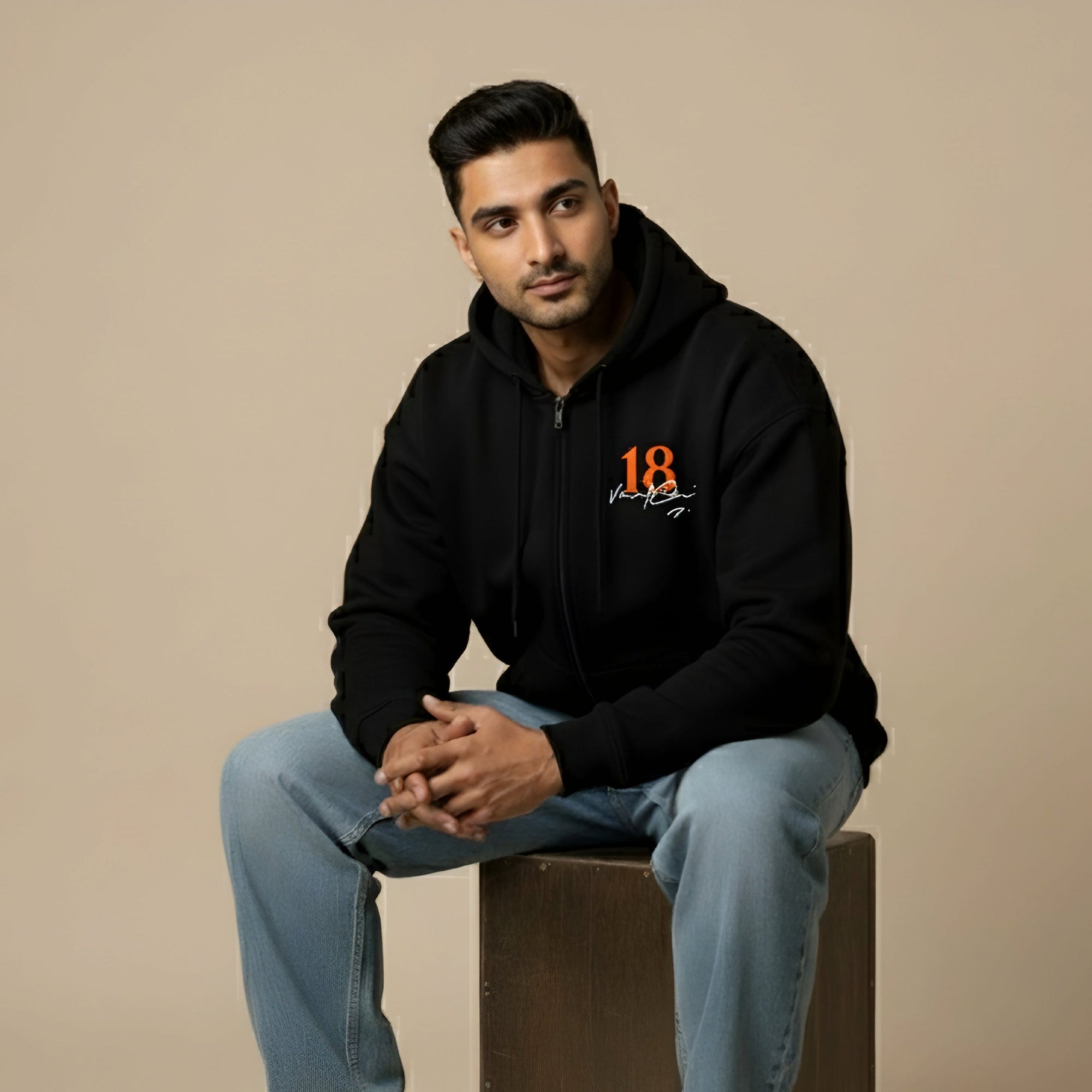 Virat 18 Signature Zip Hoodie(Q) — Premium Heavyweight Streetwear