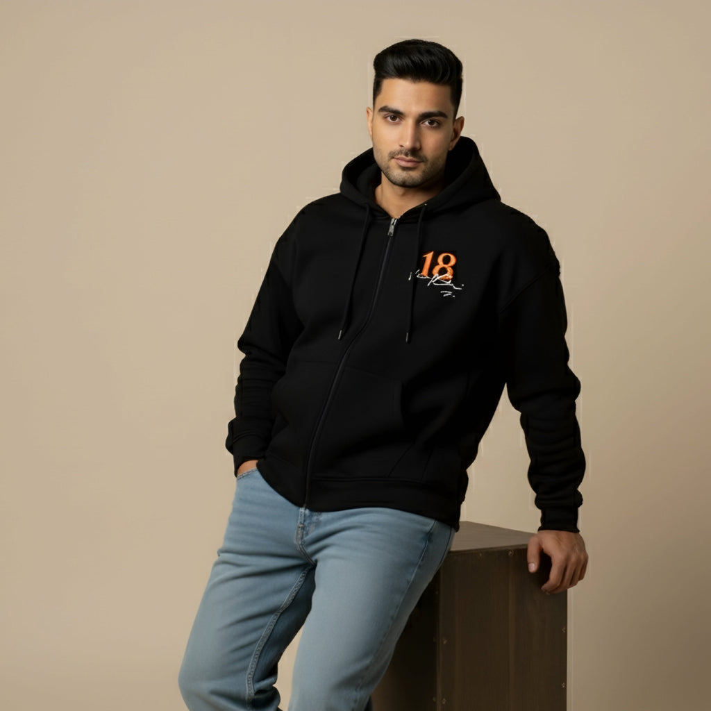 Virat 18 Signature Zip Hoodie(Q) — Premium Heavyweight Streetwear
